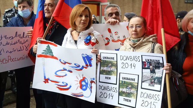 تظاهرات در بیروت برای حمایت از عملیات روسیه در اوکراین