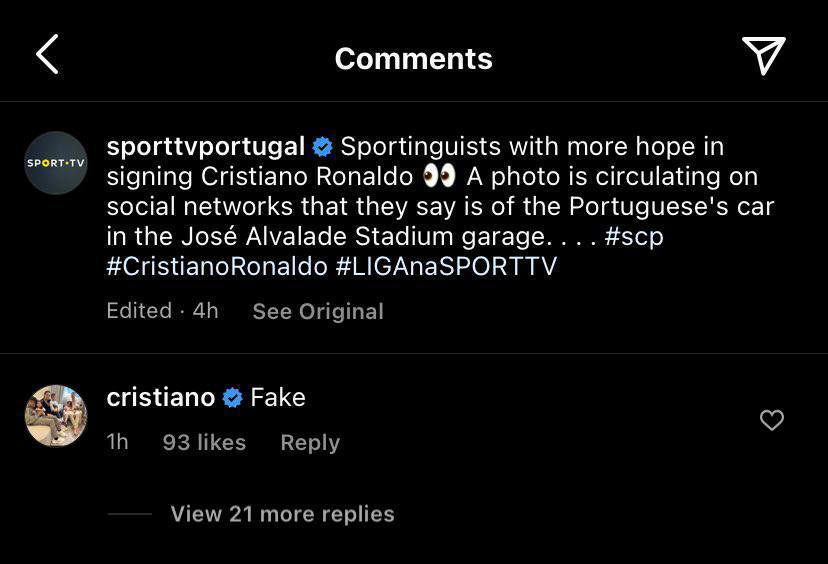 کریستیانو رونالدو بازگشت به اسپورتینگ لیسبون را تکذیب کرد